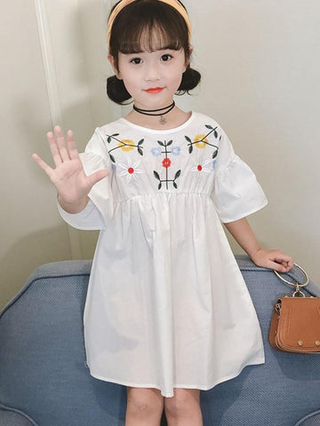 Ericdress Embroidery Floral Flare Sleeve 's Casual Dress img 1