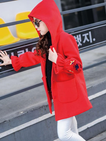 Ericdress Flare Sleeve Hidden Button Hooded 's Coat img 1