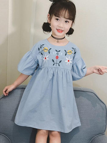 Ericdress Embroidery Floral Flare Sleeve 's Casual Dress img 1